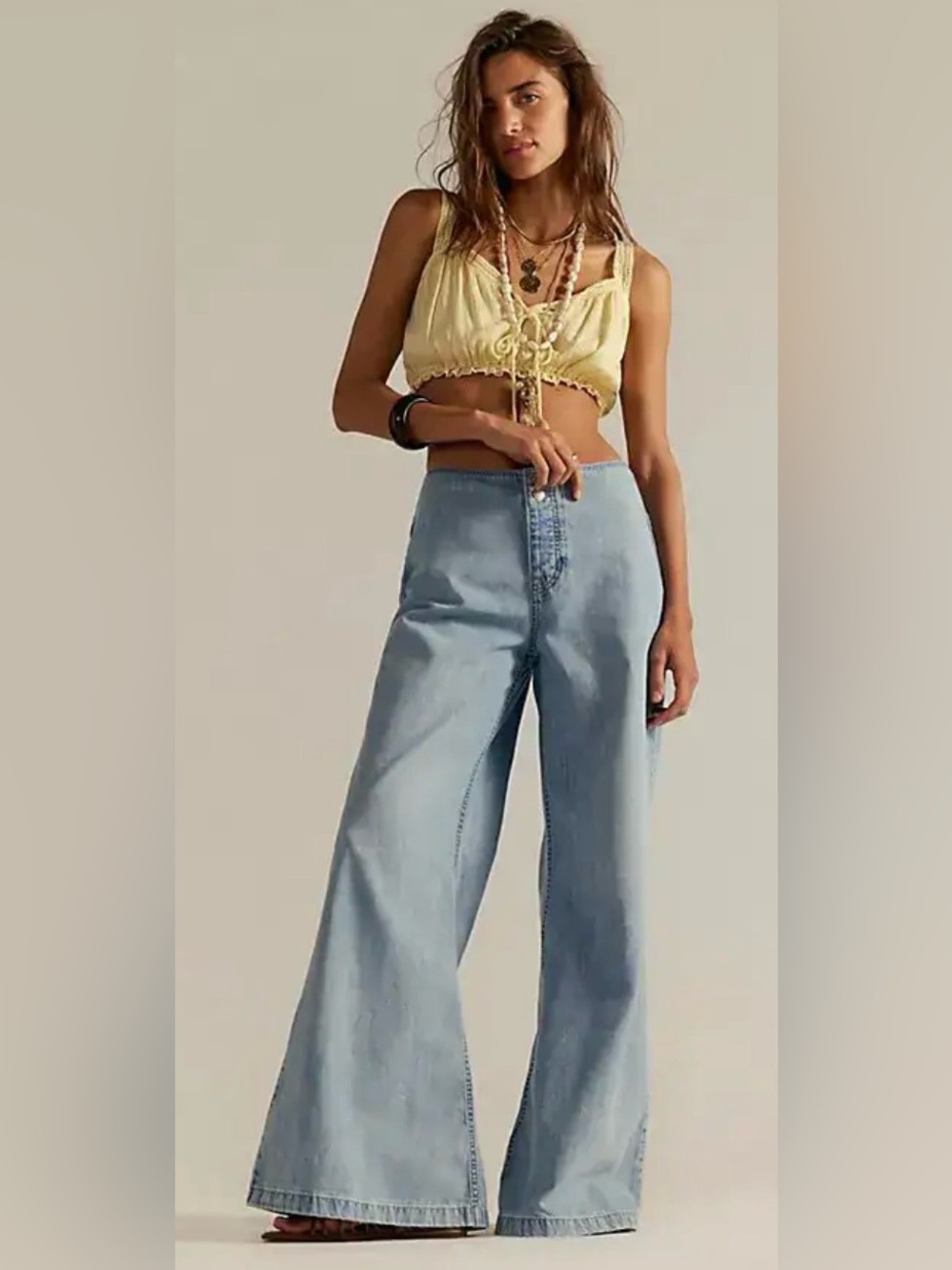 NWOT FREE PEOPLE WE THE FREE SHORE THING SUMMER FLARE JEANS SIZE 27 BEACHIN BLUE